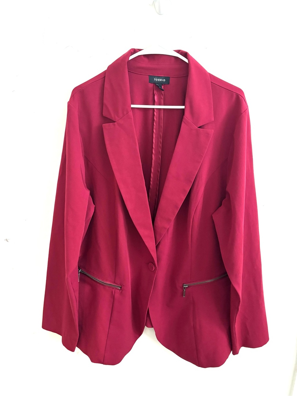 Torrid Blazer Burgundy 3X Grunge Carrier Open Front Button Minimalist Office